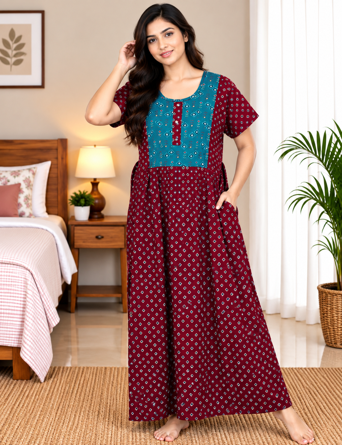 XL - Stylish Premium Frock Nighty |Without Zip |Rope| Everyday Comfort Wear