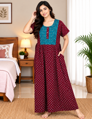 XL - Stylish Premium Frock Nighty |Without Zip |Rope| Everyday Comfort Wear