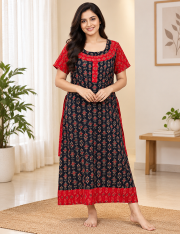XL - Stylish Premium Frock Nighty |Without Zip |Rope| Everyday Comfort Wear