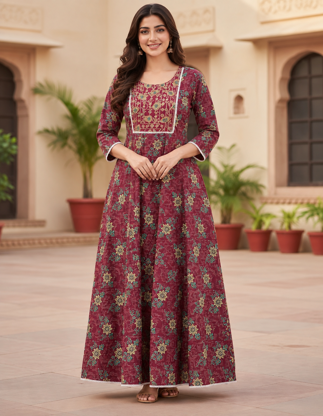 M-Size Anarkali long kurtis– Elegant Everyday|Soft Rayon Kurti