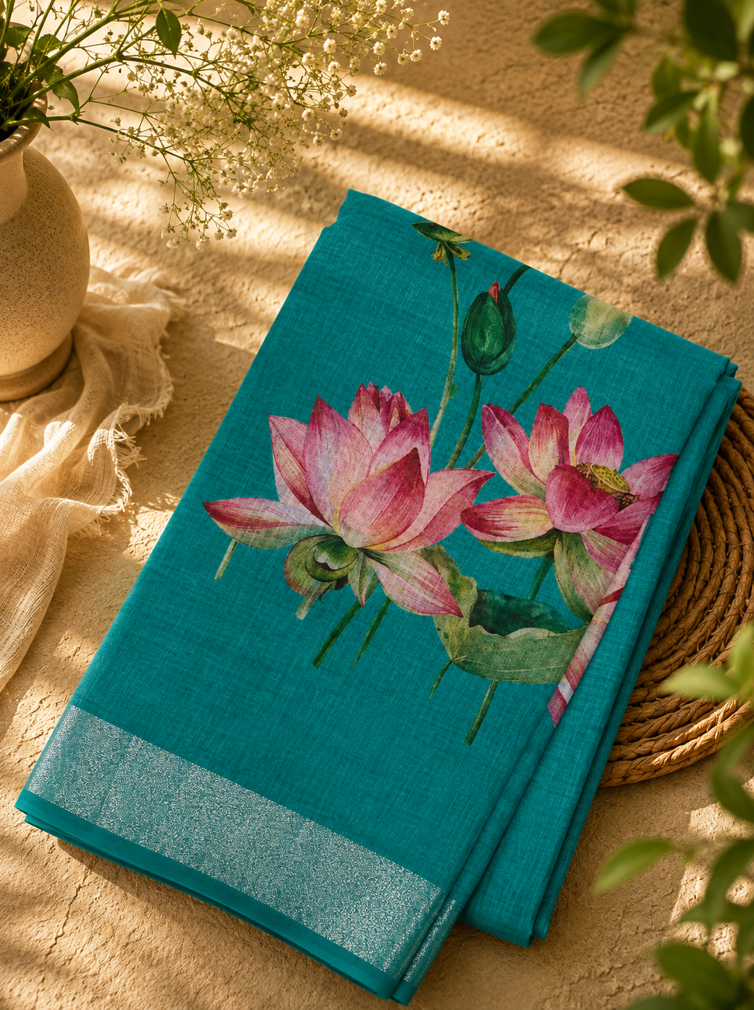Premium Soft Linen Saree with Matching Blouse Piece | Elegant, Lightweight & Comfortable