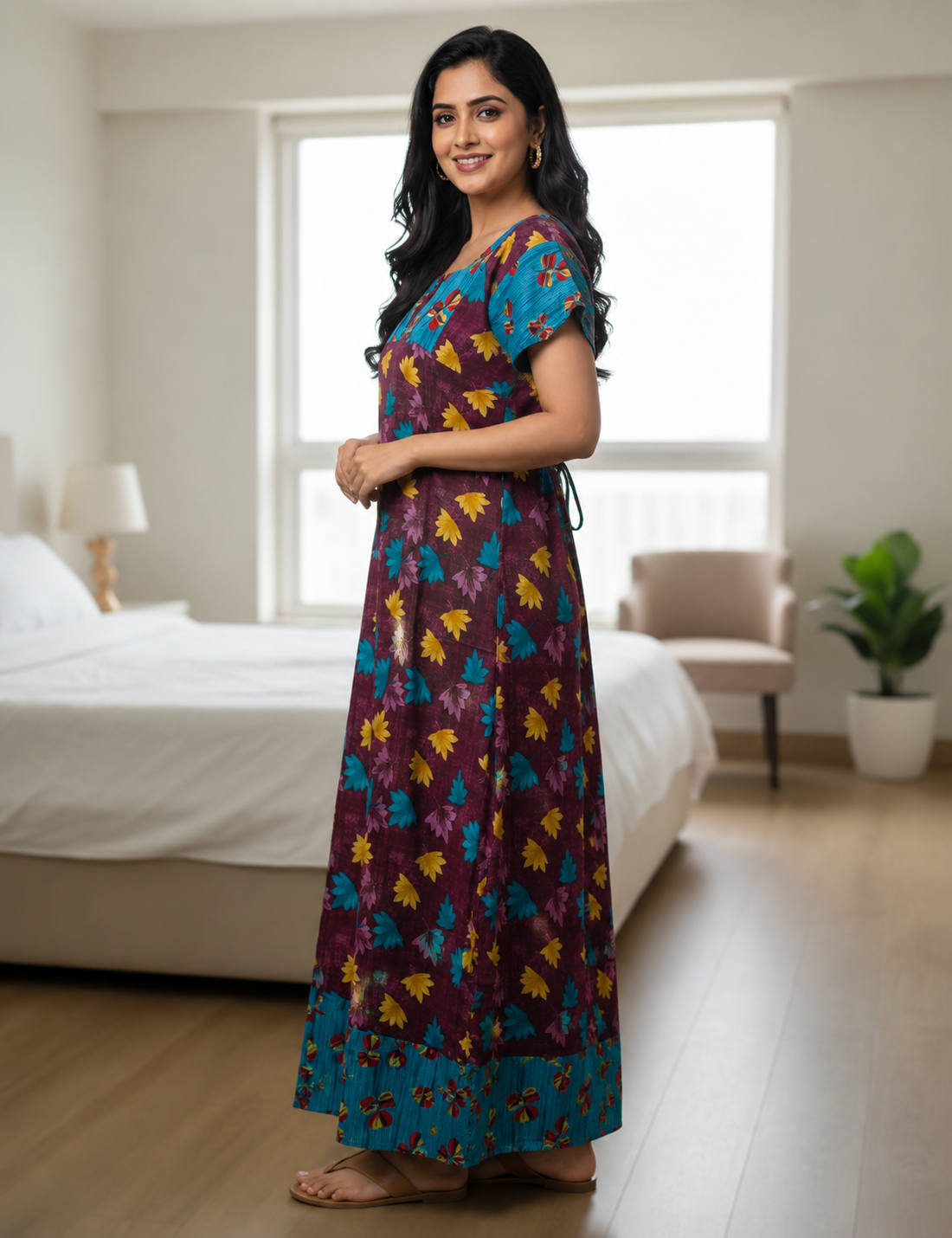XL - Stylish Premium Frock Nighty| with Rope |Without Zip | Everyday Comfort Wear