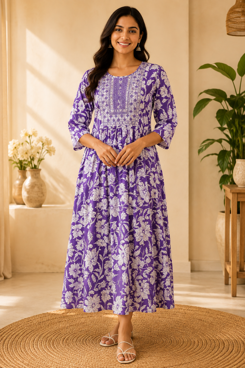 2XL-Size Anarkali Midi Kurti – Elegant Everyday|Soft Rayon Kurti