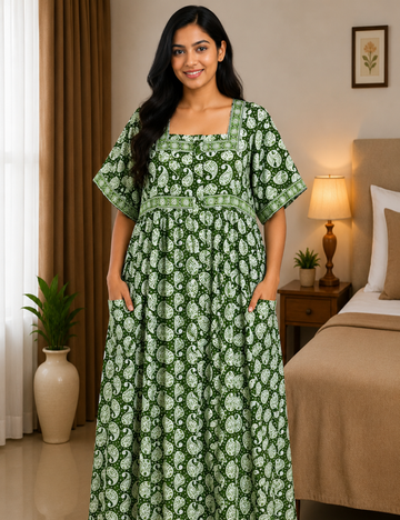XL Premium Jyothi Cotton Printed Nighty for Women | Soft & Breathable Cotton | Relaxed Comfortable Fit