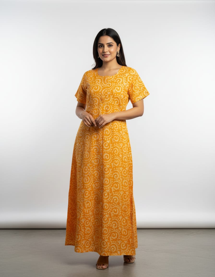 2XL Premium - Front Zip Cotton Nighty | premium pure cotton | Soft & Comfortable Daily Wear