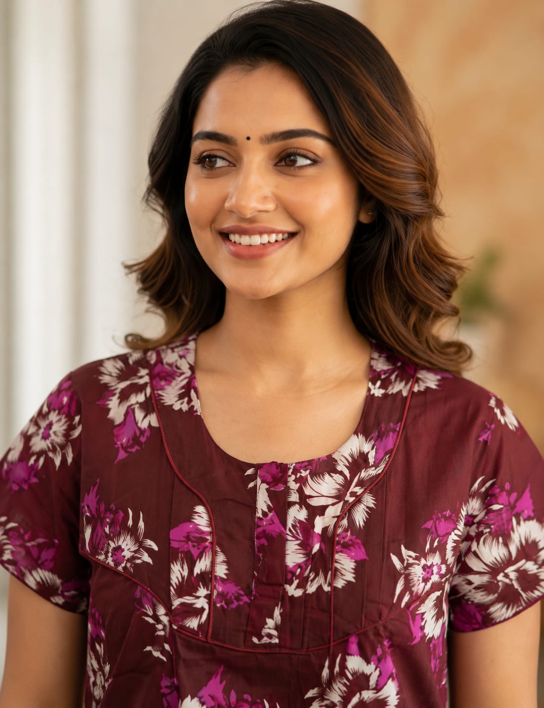 2XL Premium - Elegant Front Zip Cotton Nighty | premium pure cotton | Soft & Comfortable Daily Wear