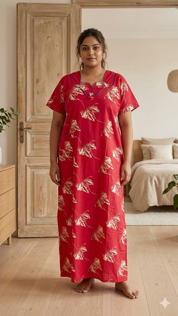 3xl Designer neck– Extra Comfort Plus Size Nightwear|Pure Cotton |