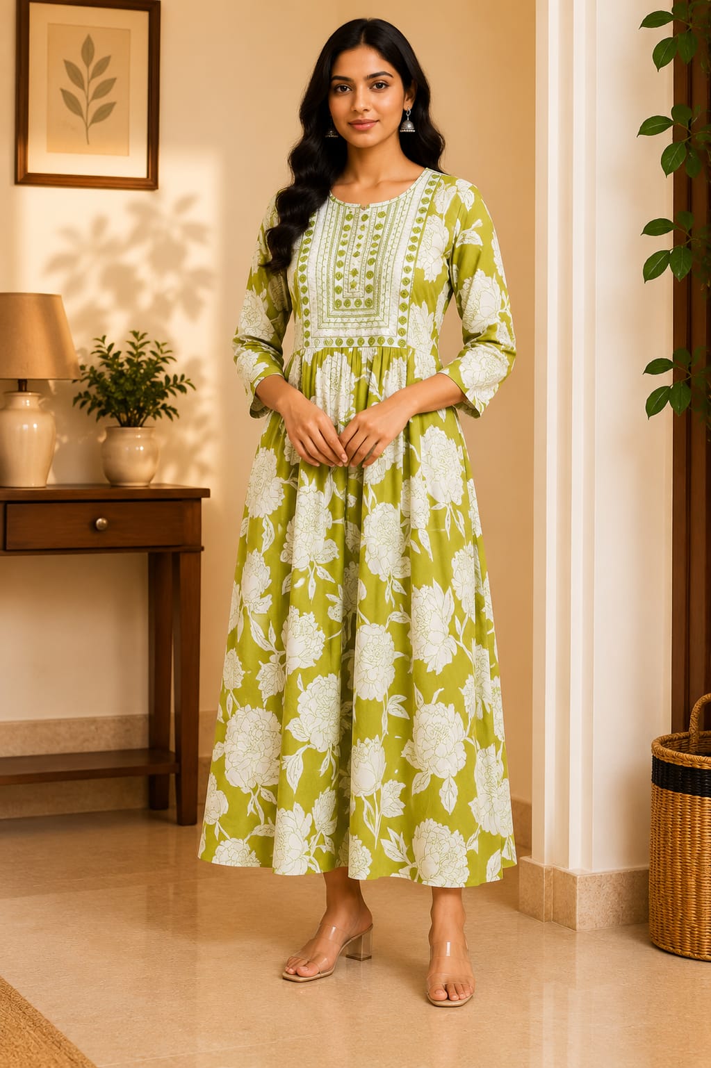 M-Size Anarkali Midi Kurti – Elegant Everyday|Soft Rayon Kurti