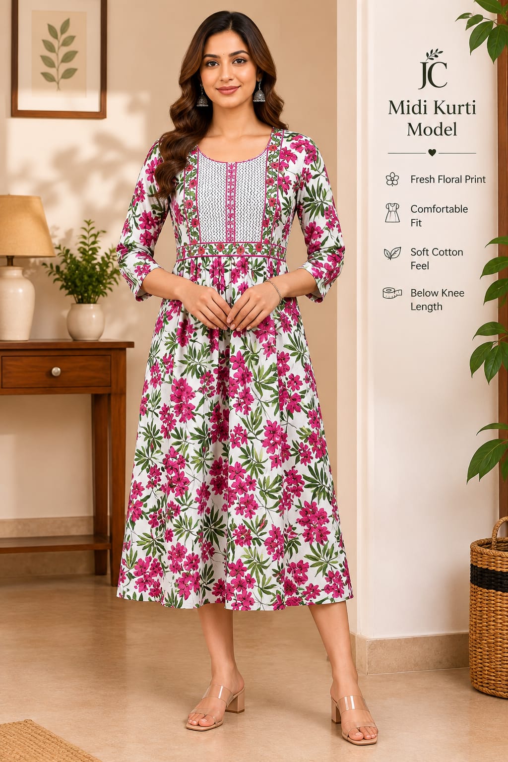 M-Size Anarkali Midi Kurti – Elegant Everyday|Soft Rayon Kurti