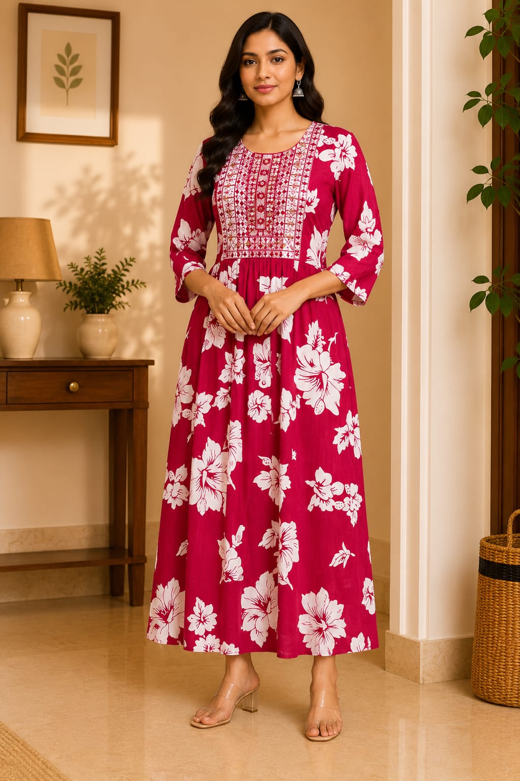 M-Size Anarkali Midi Kurti – Elegant Everyday|Soft Rayon Kurti