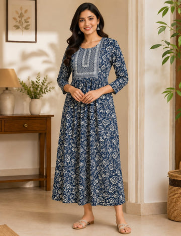 M-Size Anarkali Midi Kurti – Elegant Everyday|Soft Rayon Kurti