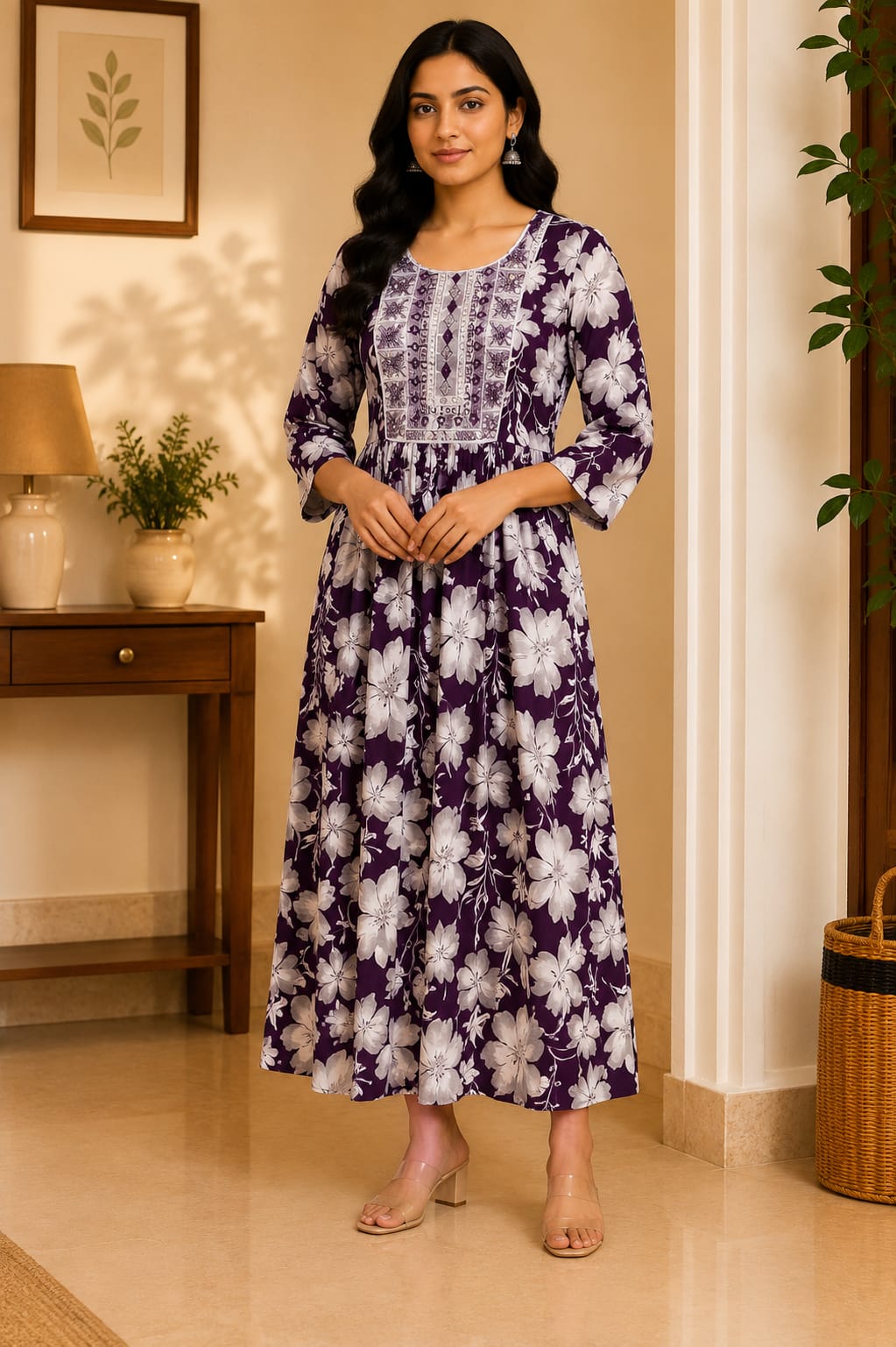 L-Size Anarkali Midi Kurti – Elegant Everyday|Soft Rayon Kurti