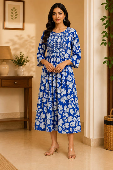 L-Size Anarkali Midi Kurti – Elegant Everyday|Soft Rayon Kurti