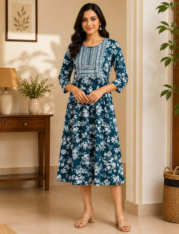 L-Size Anarkali Midi Kurti – Elegant Everyday|Soft Rayon Kurti