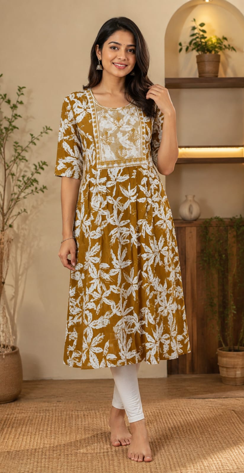2XL-Size Anarkali Midi Kurti – Elegant Everyday|Soft Rayon Kurti