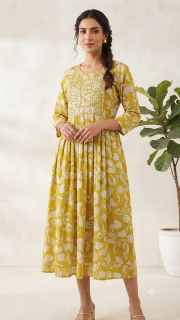 XL-Size Anarkali Midi Kurti – Elegant Everyday|Soft Rayon Kurti