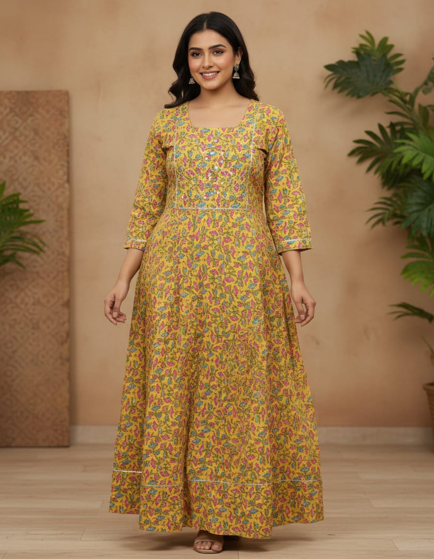 2XL-Size Anarkali long Kurti – Elegant Everyday|Soft Rayon Kurti