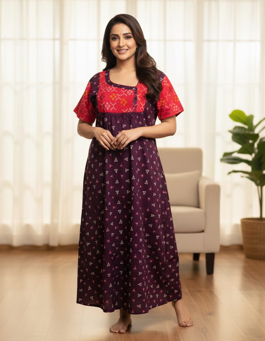 2XL Premium Quality| Pure Cotton | Designer Nighty for Women | Elegant Comfort