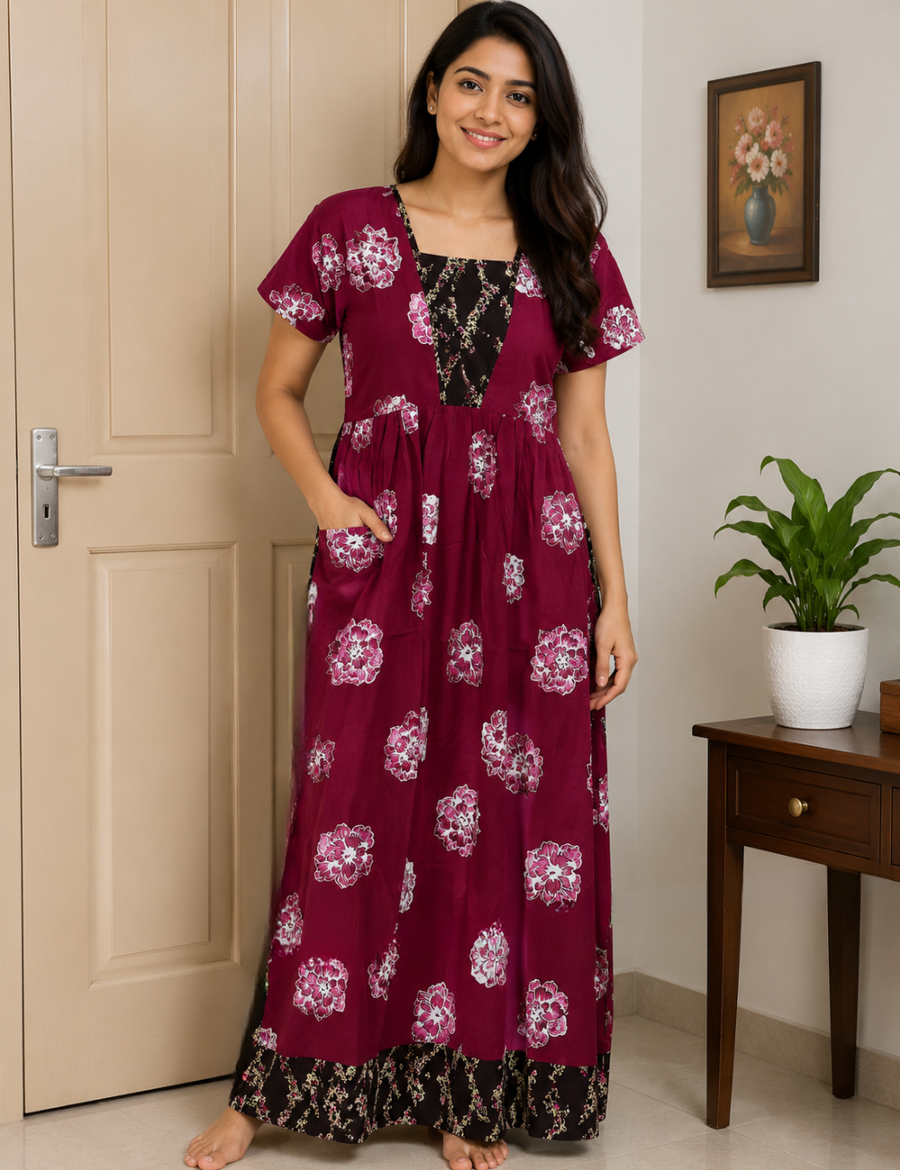 XL - Stylish Premium Frock Nighty| with Rope |Without Zip | Everyday Comfort Wear
